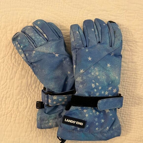 Lands End Sz 7 Kids Squall Waterproof Insulated Iron Knee Snow Bib & Gloves EUC - Picture 4 of 4